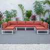 Leisuremod Chelsea 6-Piece Patio Sectional Weathered Grey Aluminum With Orange Cushions CSWGR-6OR